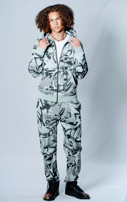 DonDunk Money Print Sweat pants Open Leg (men)